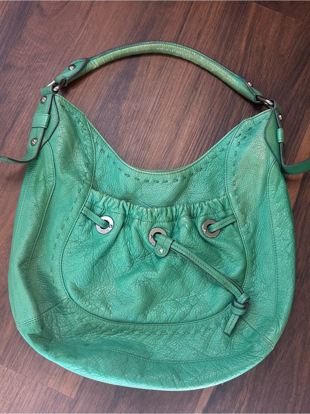 B. Wakowsky Green Leather Hobo Shoulder Bag